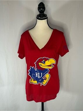 PINK Victoria Secret Kansas University KU Jayhawks Size Lg Red Lawrence KS